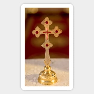 Beautiful cross inside romanian church at wedding time Sticker